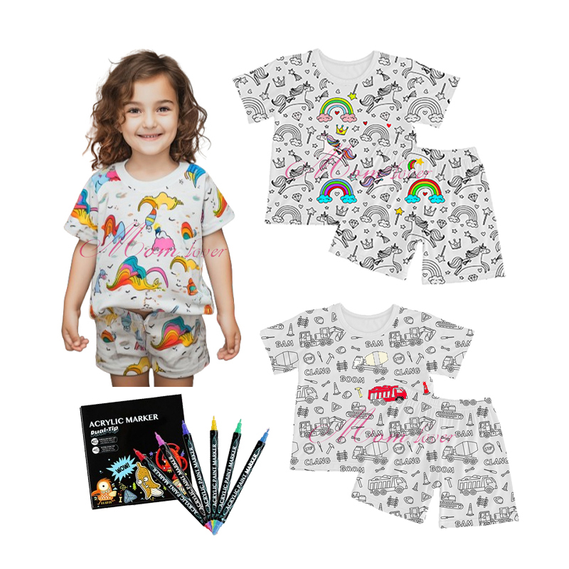 Uşaqlar cizgi filmi graffiti pijama diy coloring pajiama dəstləri